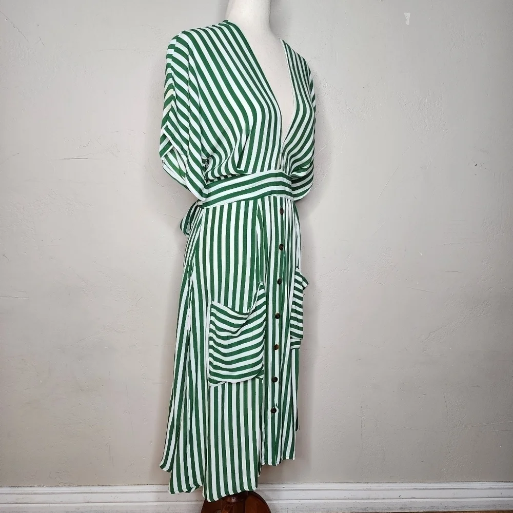 NWT Faithfull The Brand Milan Midi‎ Striped Dress Size Medium - Picture 7 of 14
